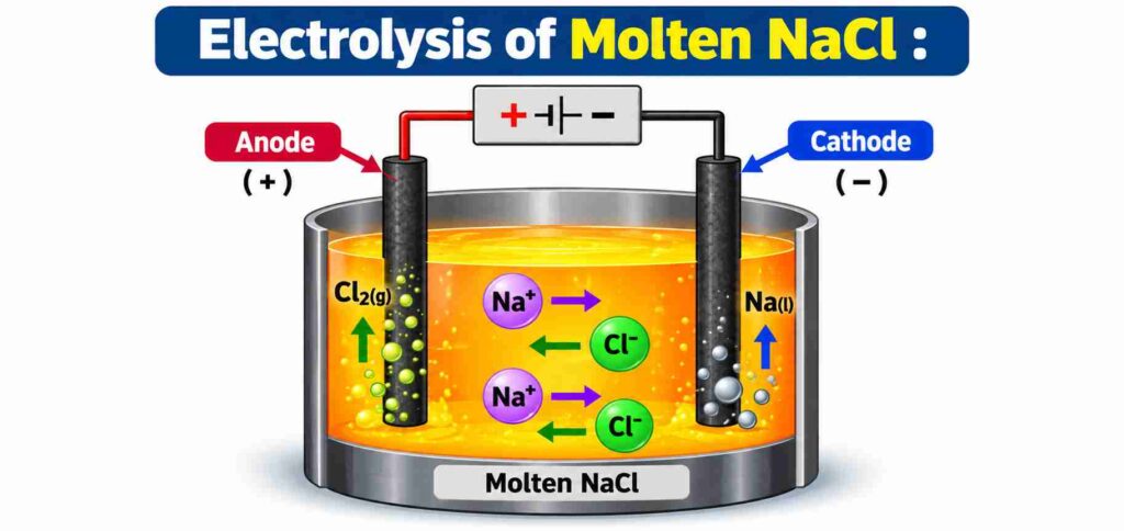 Electrolysis of Molten NaCl Diagram